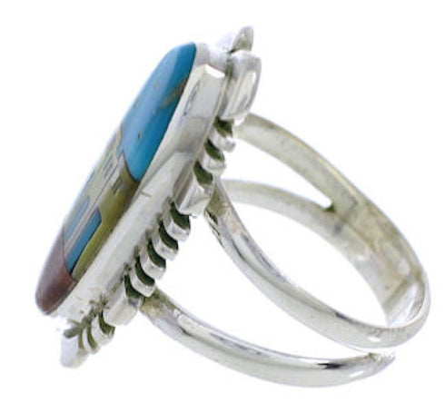 Native American Design Silver Multicolor Ring Size 5-3/4 UX38423